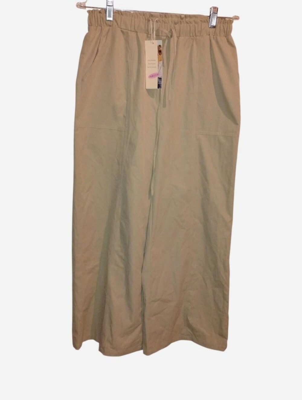 NWT Dokotoo Khaki Wide Leg Drawstring Pants - Size Medium